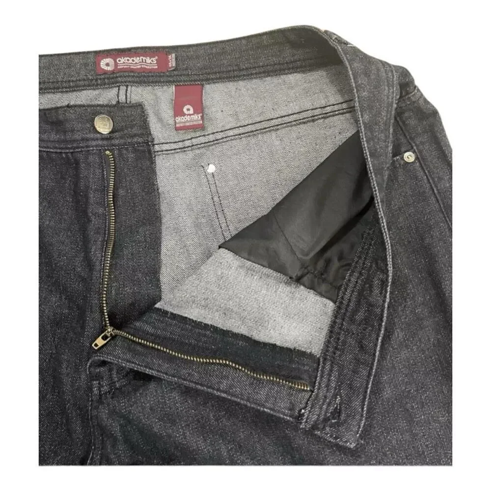 Akademiks Jeans Mens 44x30.6 Black Straight Leg 5-Pockets Casual Zipper Closure - Picture 6 of 11